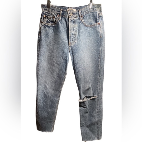 Grlfrnd Karolina sienna 5 pocket button fly highrise distressed cotton jeans 28 - Picture 2 of 5